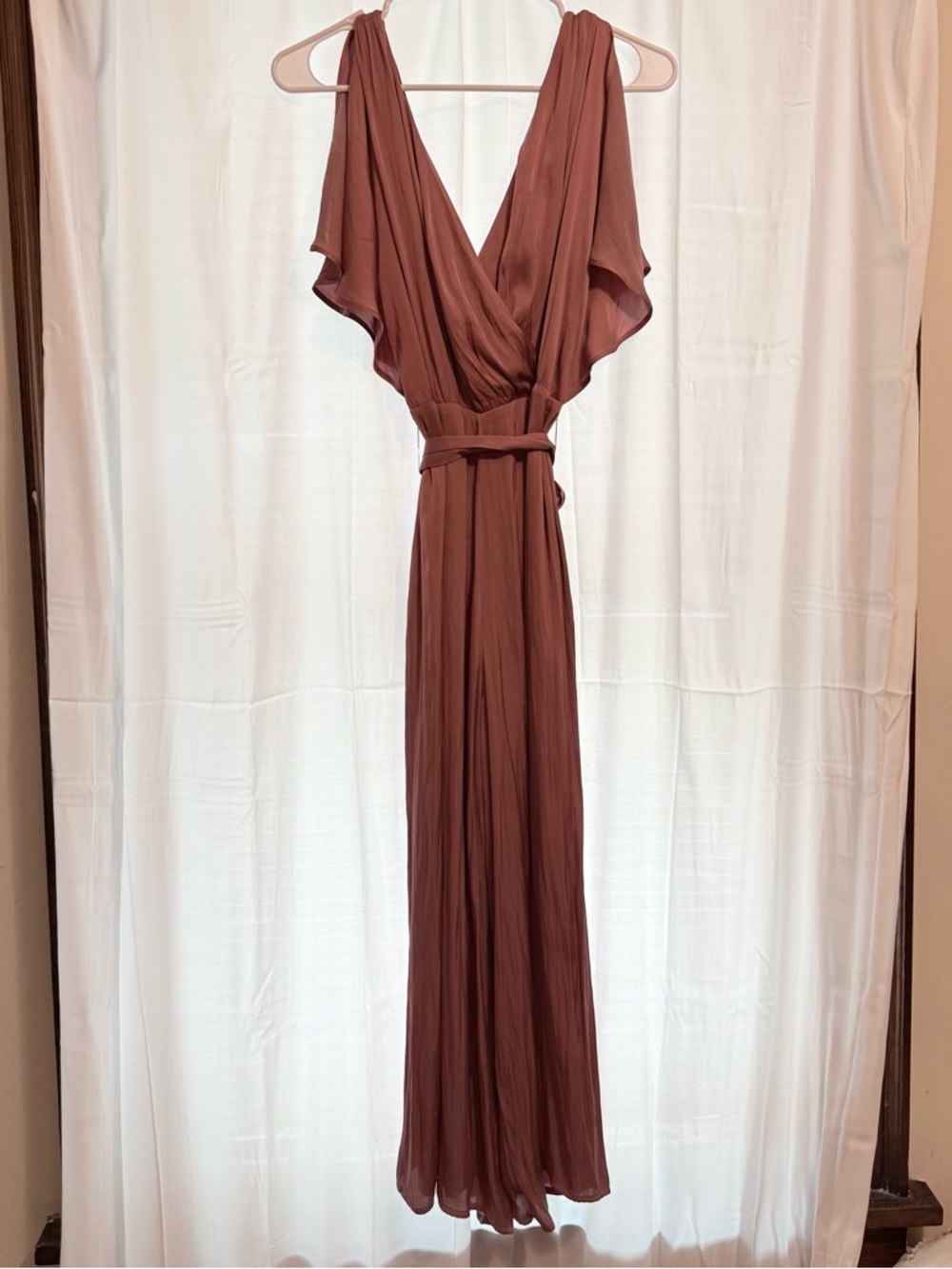 Express Dusty Rose Brown Wrap Maxi Dress with Belt